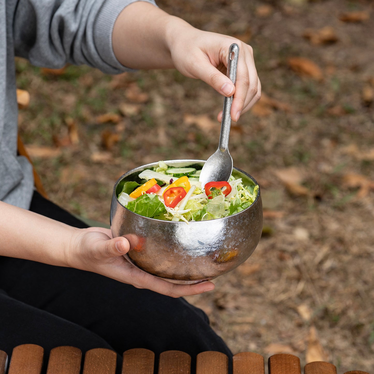 Boundless Voyage Double Walled Titanium Bowl 380ml / 950ml / 2000ml Lightweight Camping Bowls Titanium Reusable Bowl for Outdoor Hiking Backpacking Picnic Home