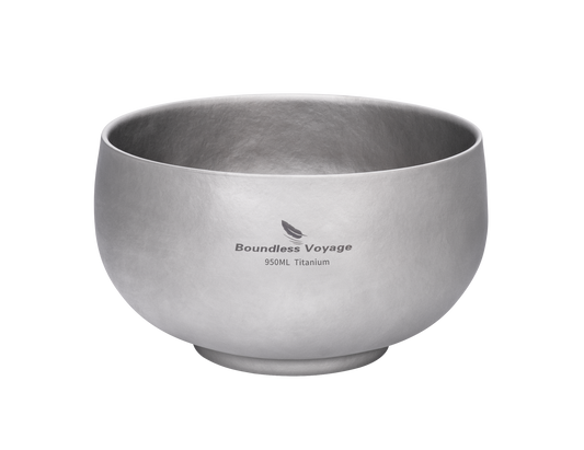 Boundless Voyage Sandblasted Double Walled Pure Titanium Bowl 380ml / 950ml / 2000ml | Lightweight Reusable Camping Tableware for Hiking Backpacking Picnic & Daily Home Use Ti1167A-Ti1167D