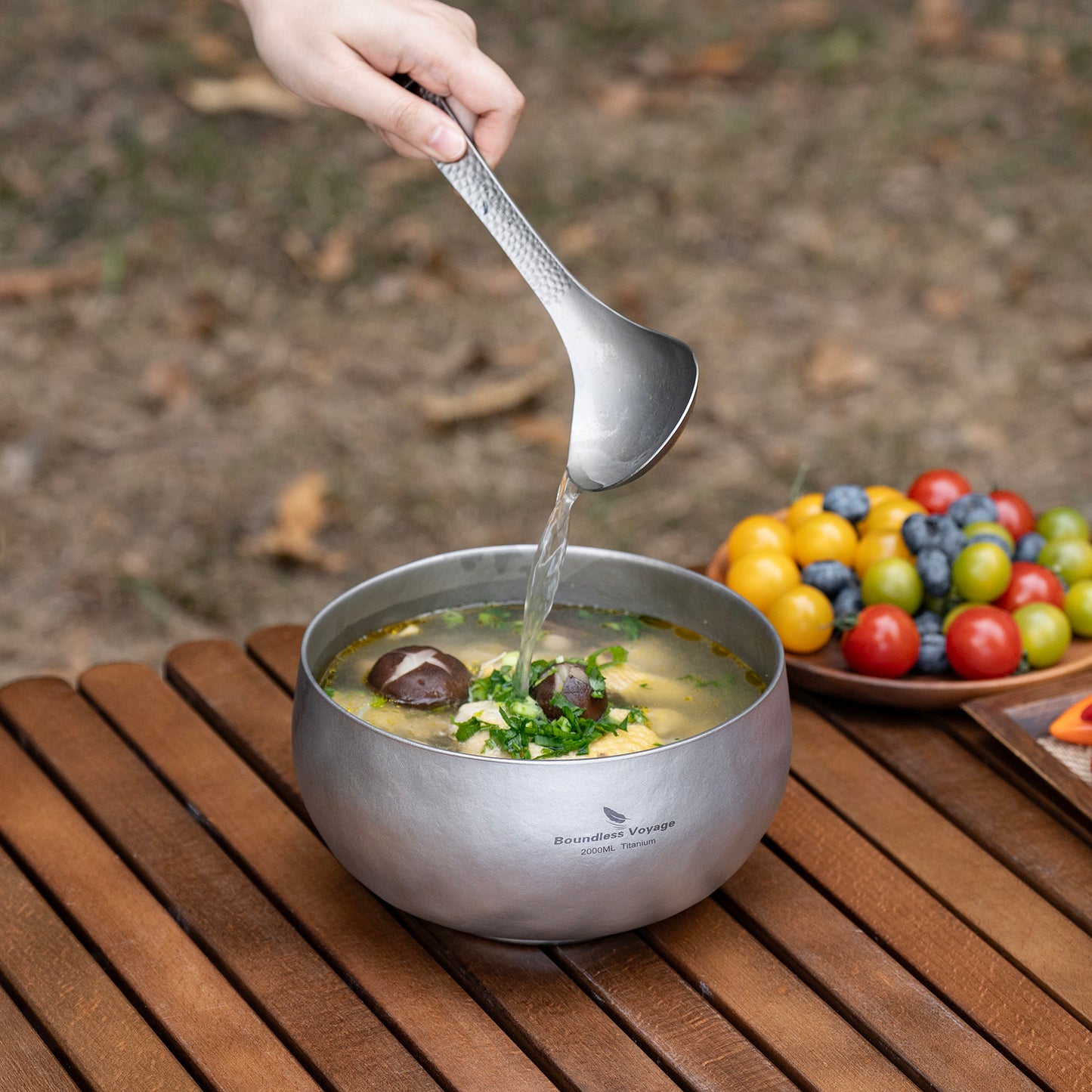 Boundless Voyage Double Walled Titanium Bowl 380ml / 950ml / 2000ml Lightweight Camping Bowls Titanium Reusable Bowl for Outdoor Hiking Backpacking Picnic Home