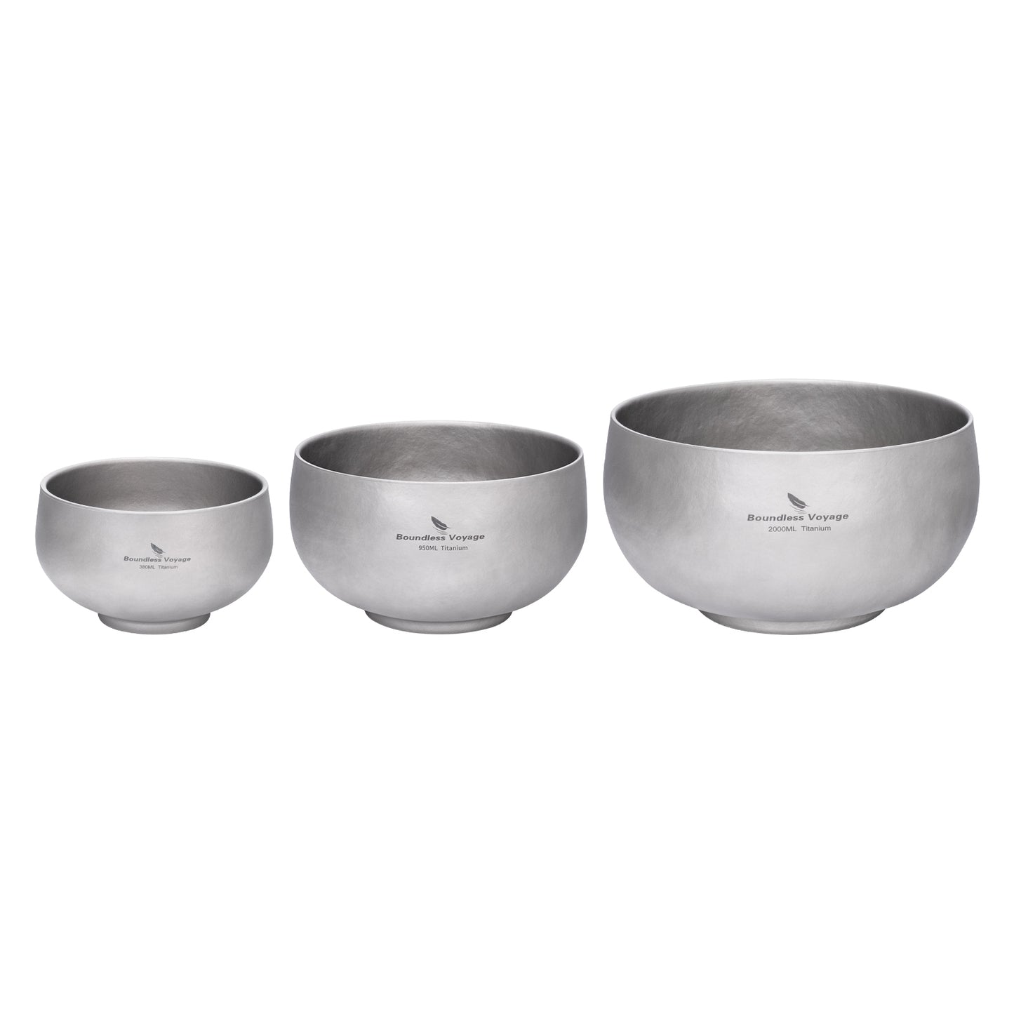 Boundless Voyage Double Walled Titanium Bowl 380ml / 950ml / 2000ml Lightweight Camping Bowls Titanium Reusable Bowl for Outdoor Hiking Backpacking Picnic Home