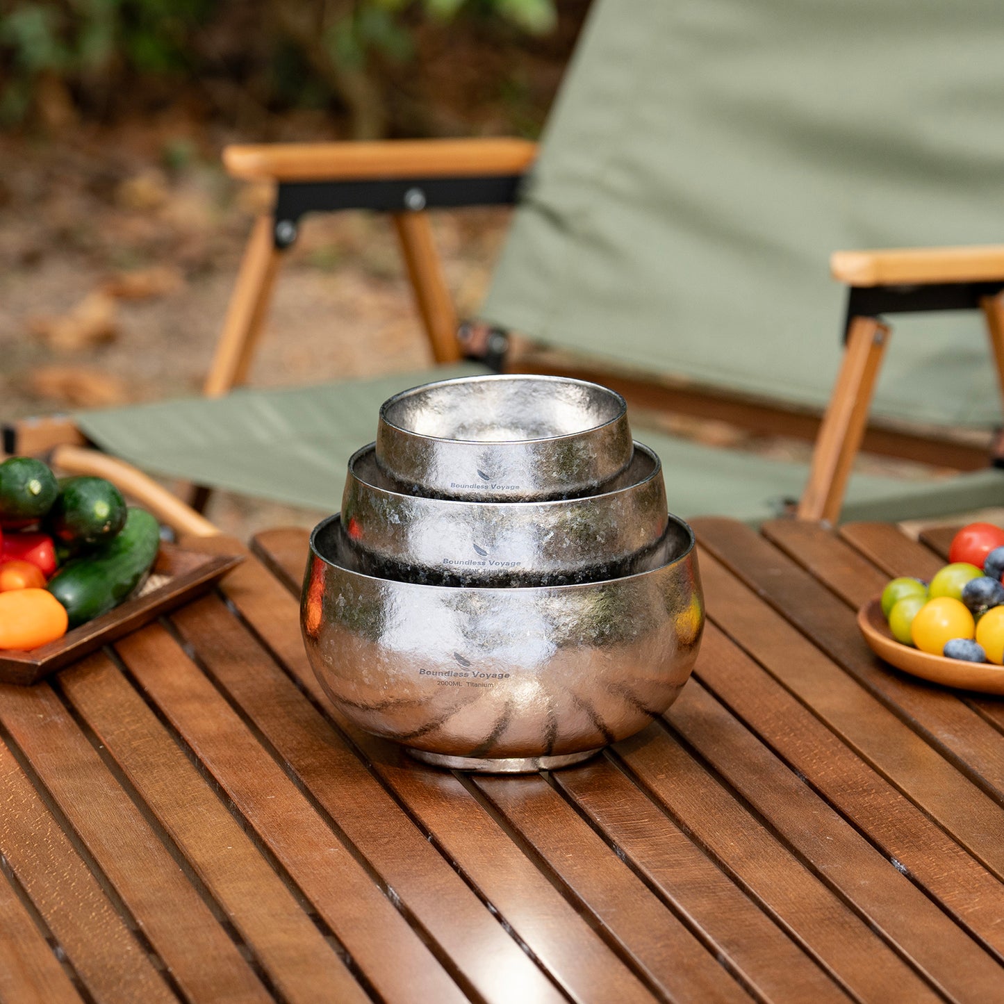 Boundless Voyage High-Temp Crystallized Double Walled Pure Titanium Bowl 380ml / 950ml / 2000ml | Lightweight Reusable Camping Tableware for Hiking Backpacking Picnic & Daily Home Use Ti1167A-Ti1167D