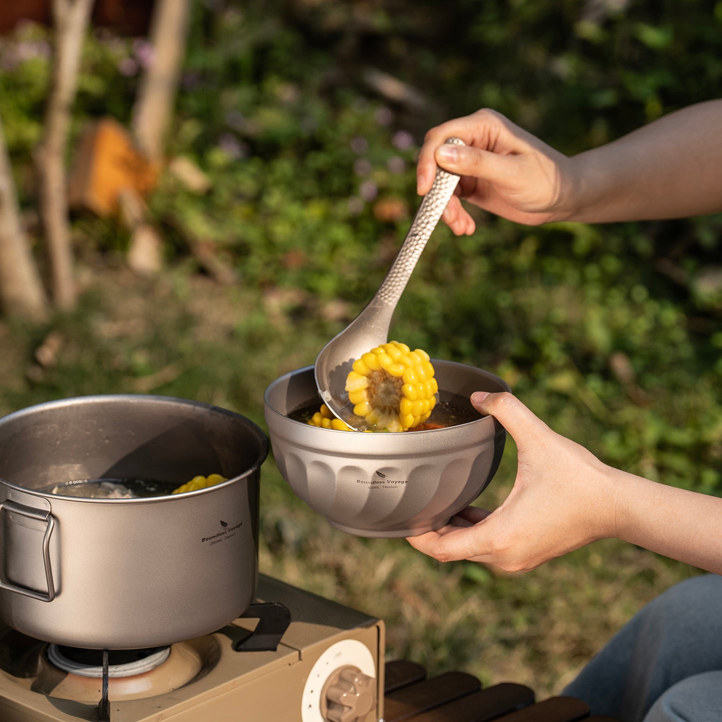 Boundless Voyage 500ml / 800ml Sandblasted Double Walled Pure Titanium Bowl | Ultralight Portable Dinnerware for Rice, Soup, Oatmeal, Yogurt, Camping & Travel Ti1168T-Ti1170T