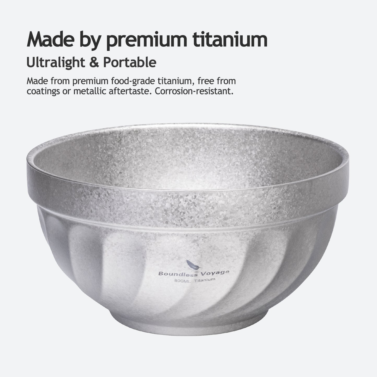 Boundless Voyage 500ml / 800ml High-Temp Crystallized Double Walled Pure Titanium Bowl | Ultralight Portable Dinnerware for Rice, Soup, Oatmeal, Yogurt, Camping & Travel Ti1168T-Ti1170T