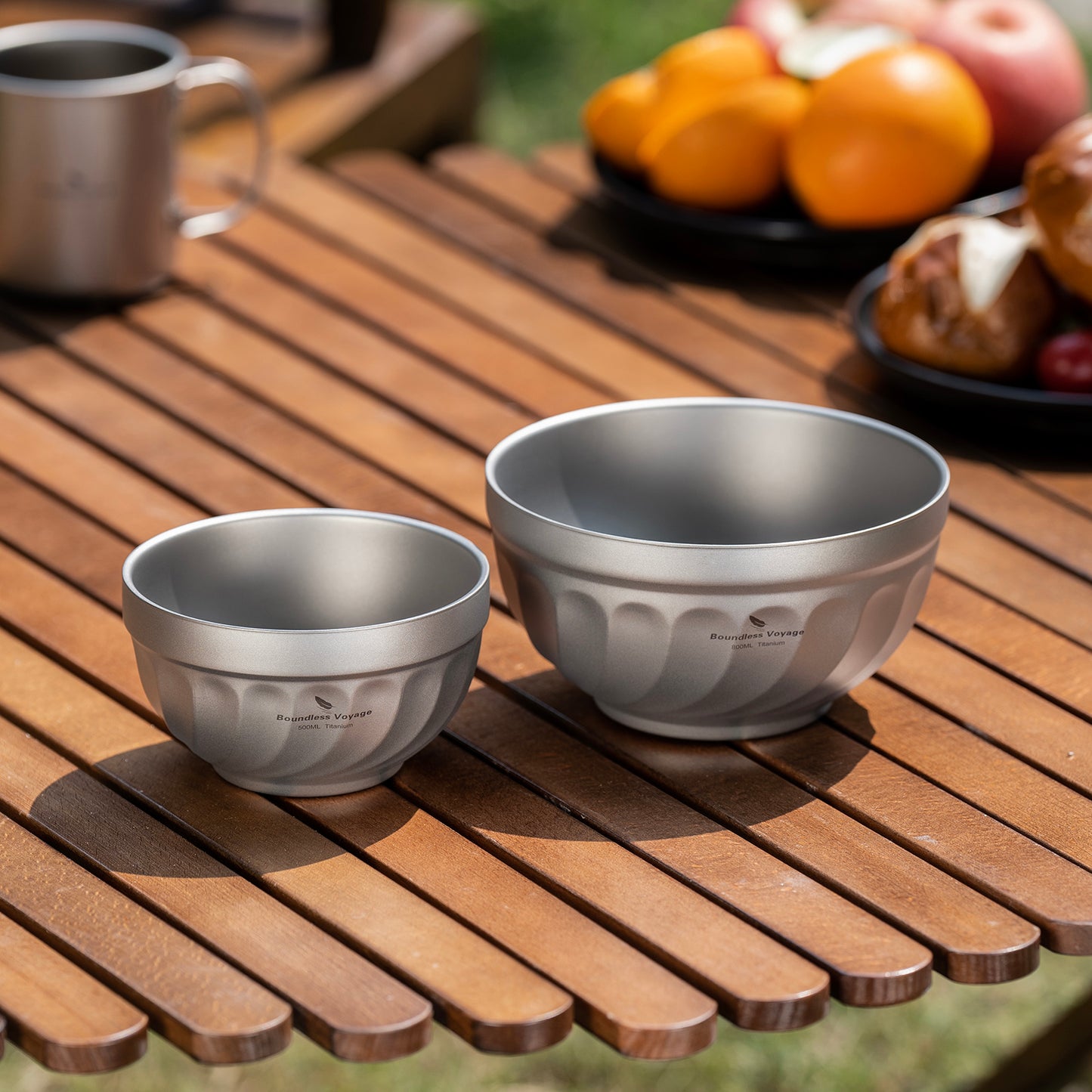 Boundless Voyage 500ml / 800ml Sandblasted Double Walled Pure Titanium Bowl | Ultralight Portable Dinnerware for Rice, Soup, Oatmeal, Yogurt, Camping & Travel Ti1168T-Ti1170T
