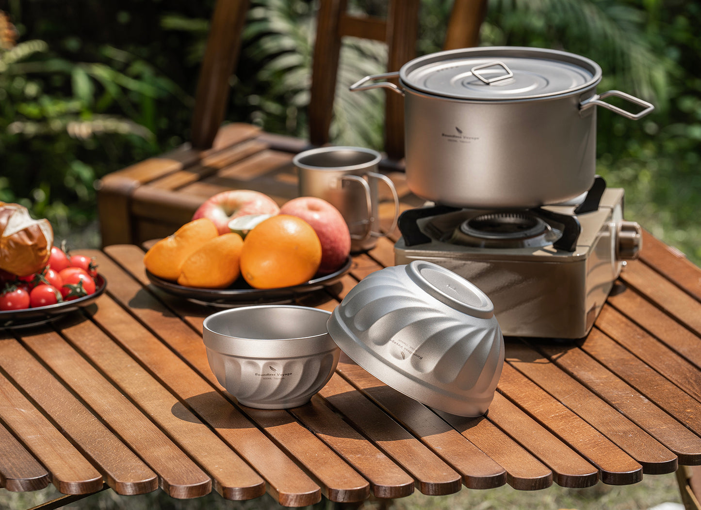 Boundless Voyage 500ml / 800ml Sandblasted Double Walled Pure Titanium Bowl | Ultralight Portable Dinnerware for Rice, Soup, Oatmeal, Yogurt, Camping & Travel Ti1168T-Ti1170T