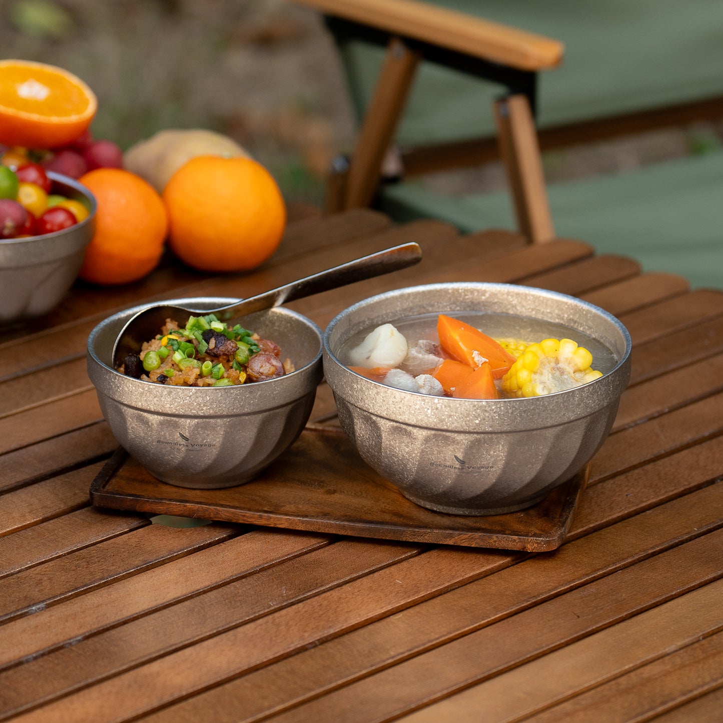 Boundless Voyage 500ml / 800ml High-Temp Crystallized Double Walled Pure Titanium Bowl | Ultralight Portable Dinnerware for Rice, Soup, Oatmeal, Yogurt, Camping & Travel Ti1168T-Ti1170T