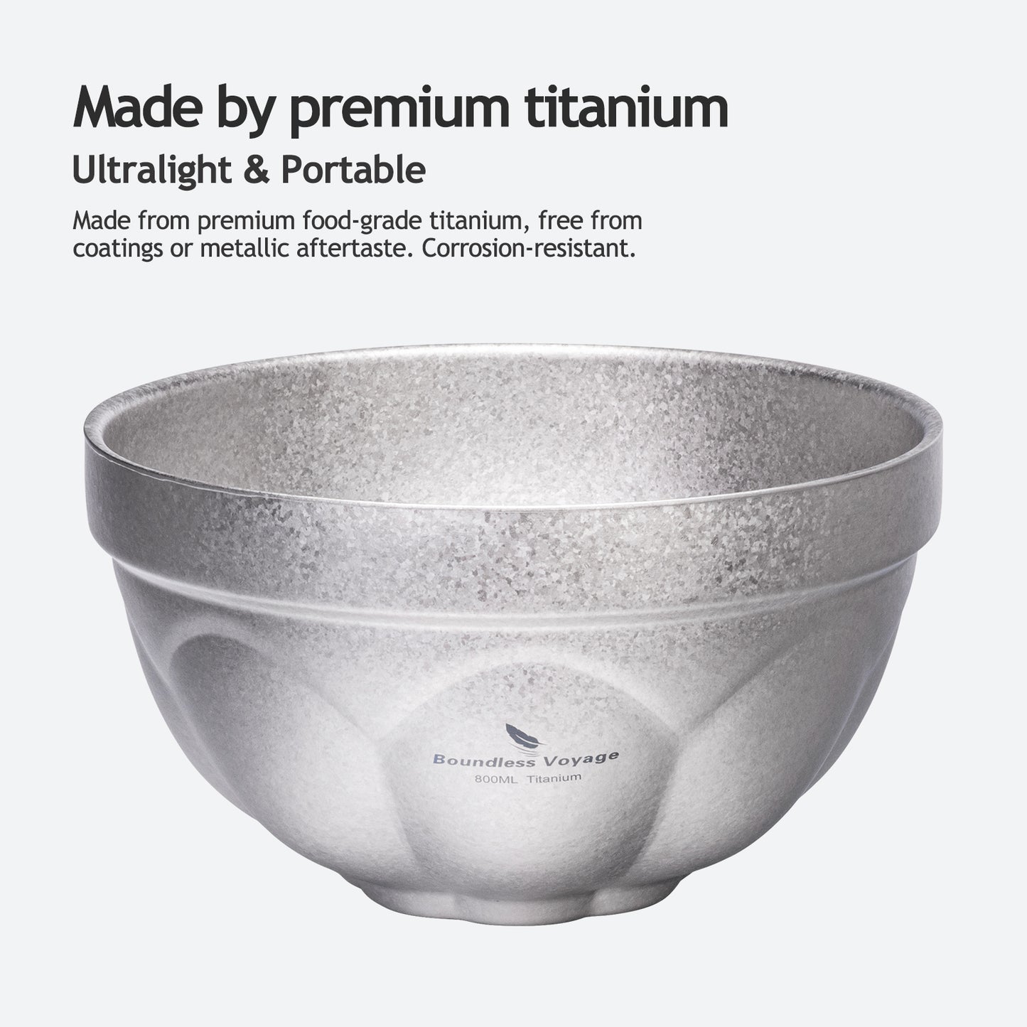 Boundless Voyage Crystallized Double Walled Pure Titanium Bowl 500ml / 800ml | Ultralight Durable Portable Serving Tableware for Rice, Soup, Oatmeal, Yogurt, Camping & Travel Ti1171T-Ti1173T