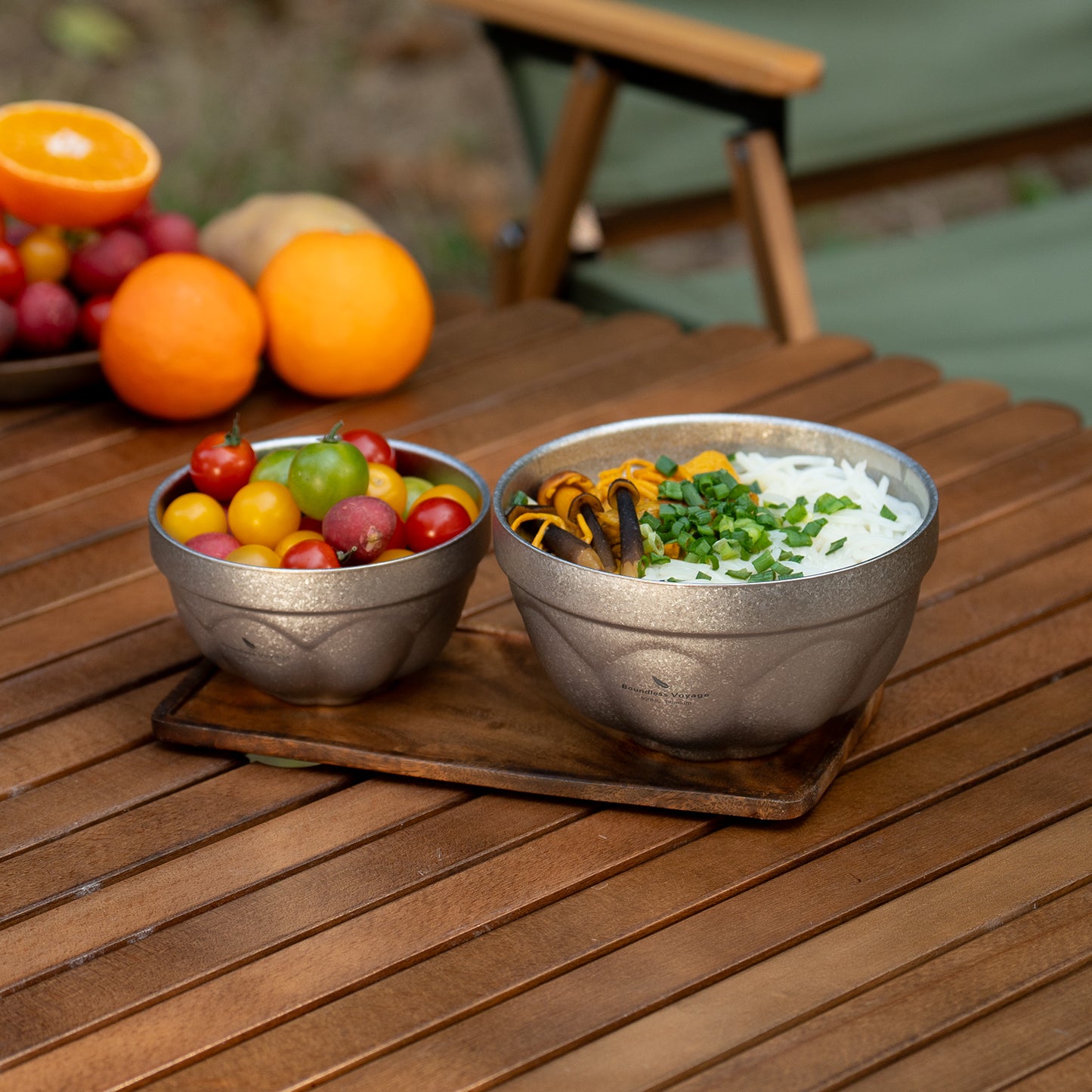 Boundless Voyage Crystallized Double Walled Pure Titanium Bowl 500ml / 800ml | Ultralight Durable Portable Serving Tableware for Rice, Soup, Oatmeal, Yogurt, Camping & Travel Ti1171T-Ti1173T