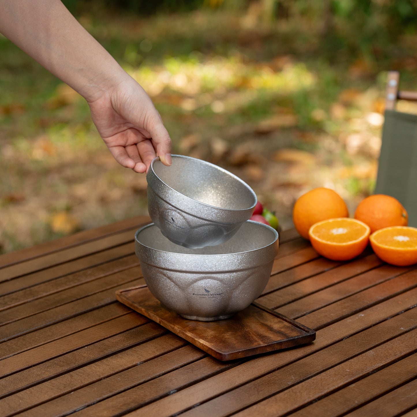 Boundless Voyage Crystallized Double Walled Pure Titanium Bowl 500ml / 800ml | Ultralight Durable Portable Serving Tableware for Rice, Soup, Oatmeal, Yogurt, Camping & Travel Ti1171T-Ti1173T