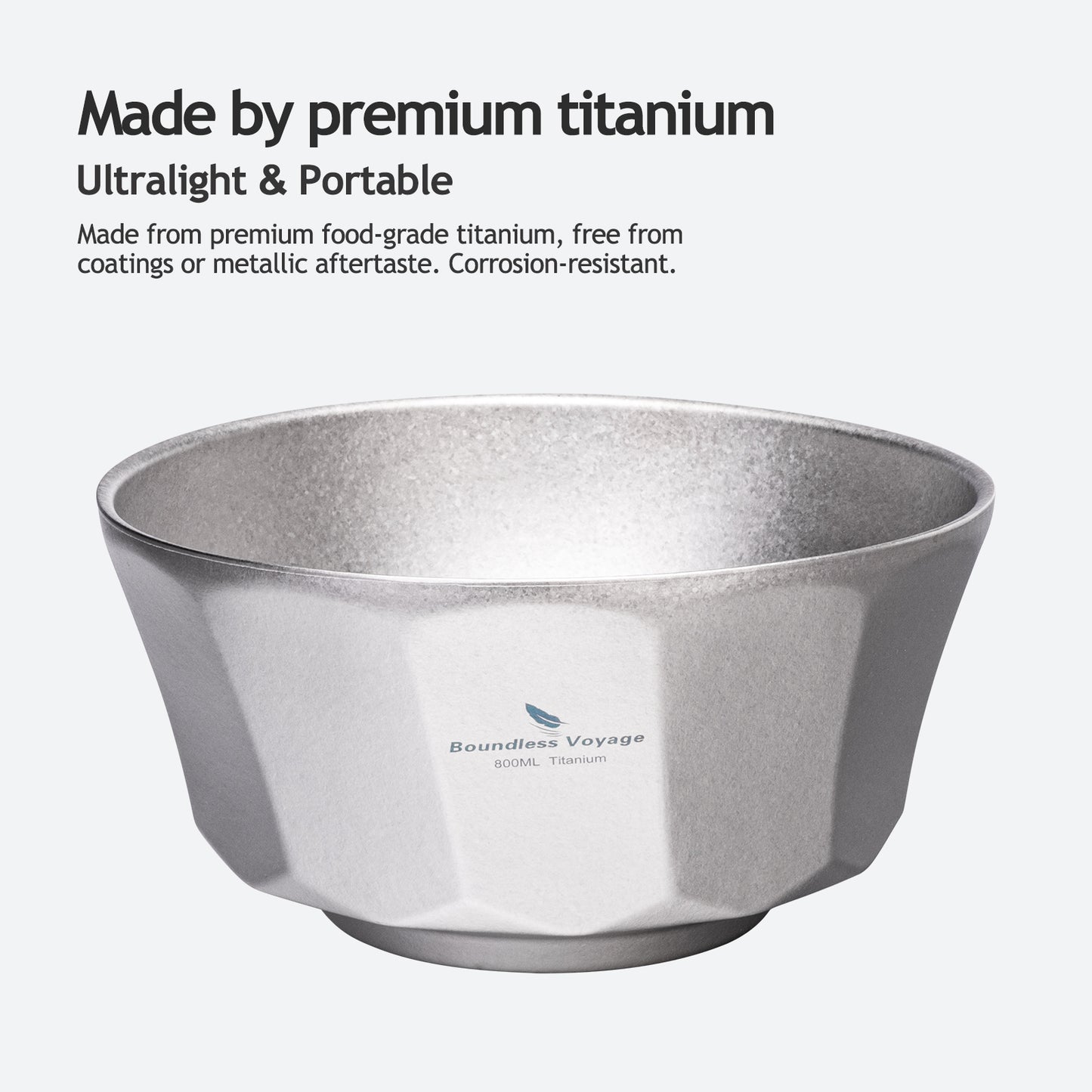 Boundless Voyage High-Temp Crystallized Double-Walled Pure Titanium Bowl 500ml & 800ml | Anti-Scald Lightweight Rust-Proof Tableware for Camping, Hiking, Outdoor & Daily Home Use Ti1174T-Ti1176T