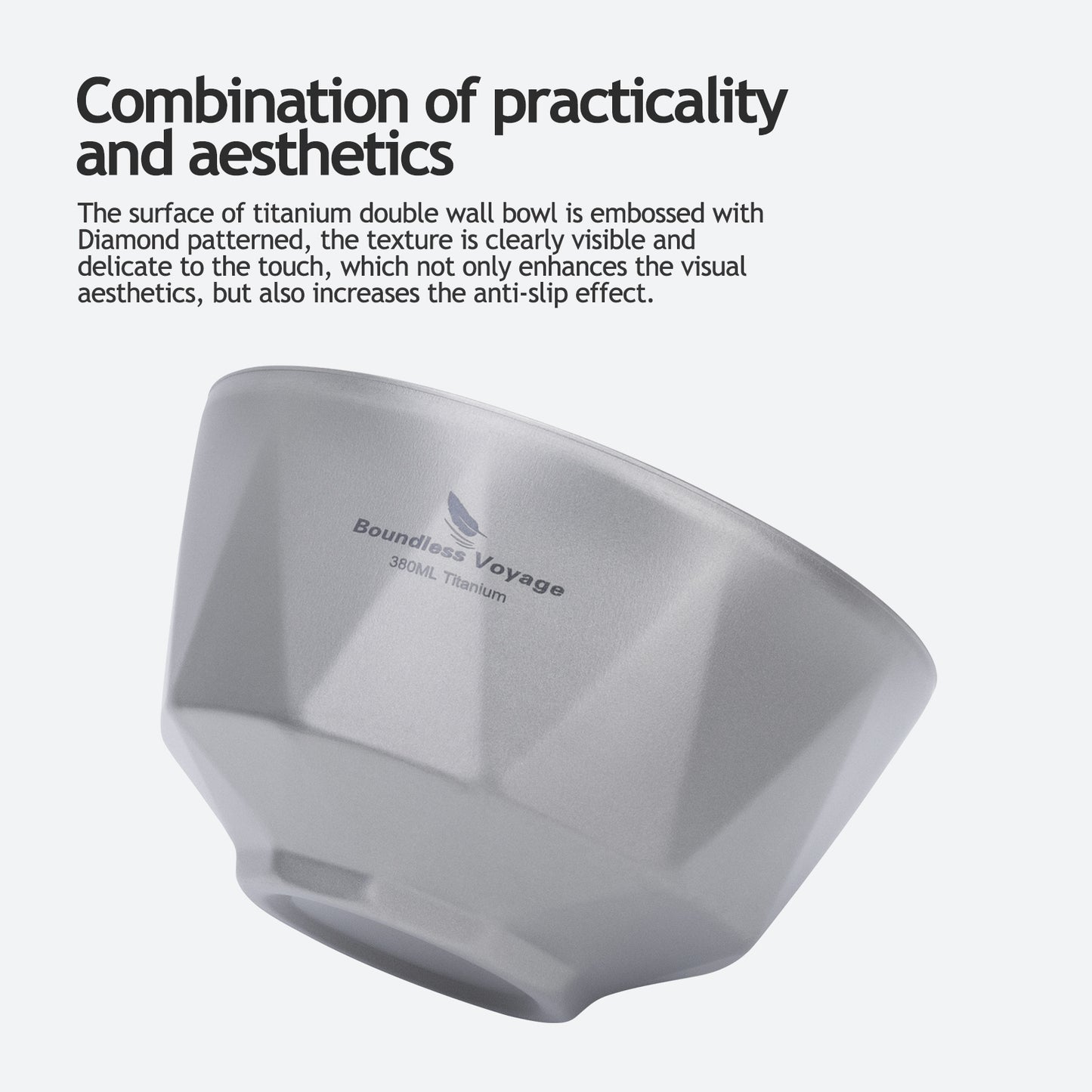 Boundless Voyage Double Walled Pure Titanium Bowl with Sand-Blast Matte Finish | Ultralight Portable Dinnerware for Rice, Soup, Oatmeal, Yogurt, Camping & Travel Ti1177T-Ti1179T