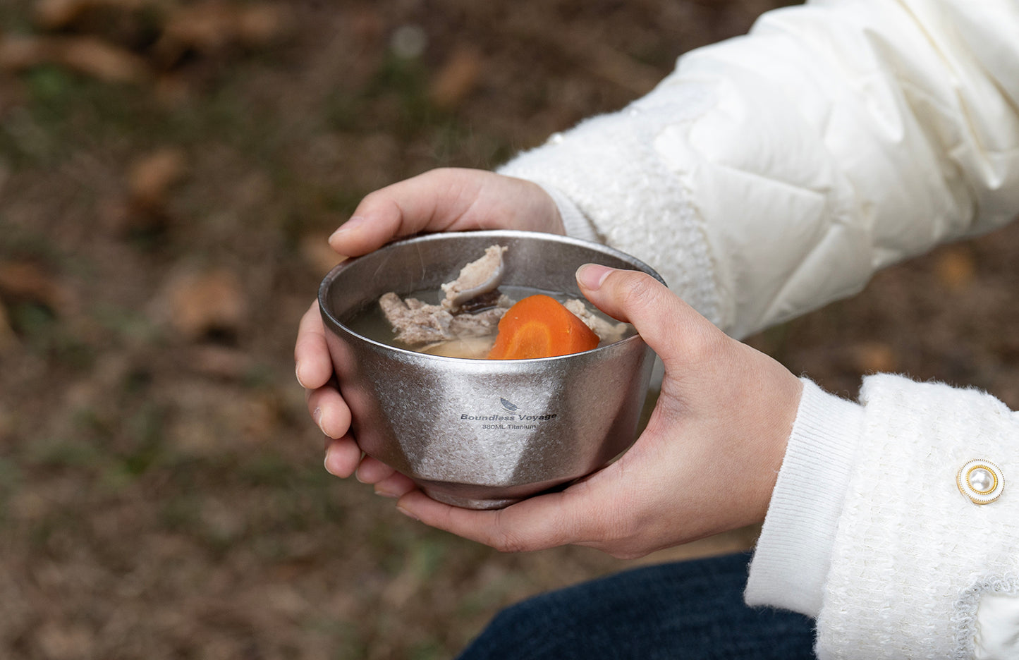 Boundless Voyage Double Walled Pure Titanium Bowl  with High-Temp Crystallized Ice Texture Finish | Ultralight Portable Dinnerware for Rice, Soup, Oatmeal, Yogurt, Camping & Travel Ti1177T-Ti1179T