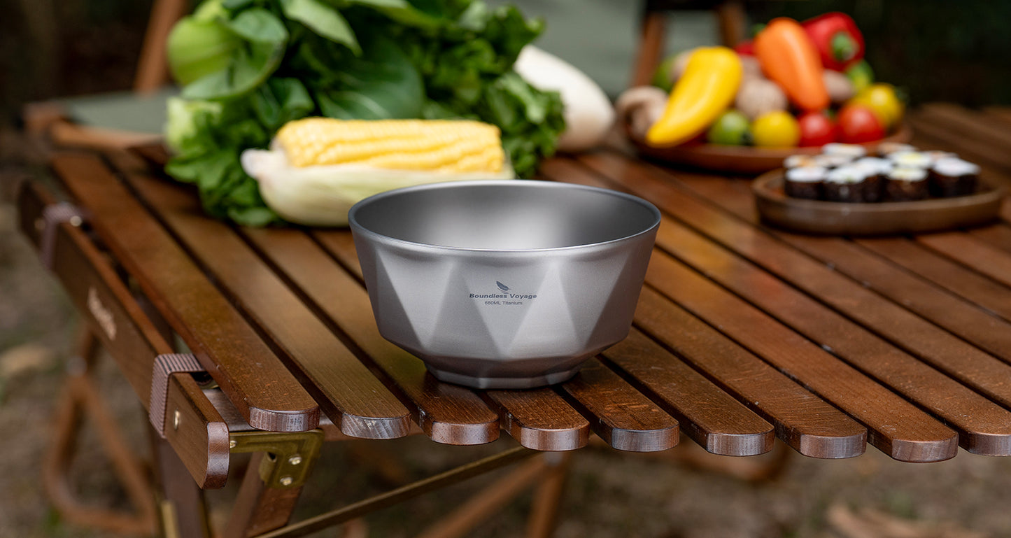 Boundless Voyage Double Walled Pure Titanium Bowl with Sand-Blast Matte Finish | Ultralight Portable Dinnerware for Rice, Soup, Oatmeal, Yogurt, Camping & Travel Ti1177T-Ti1179T