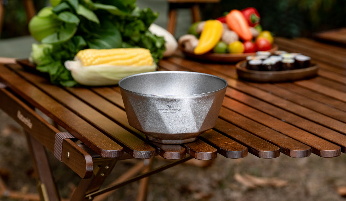 Boundless Voyage Double Walled Pure Titanium Bowl  with High-Temp Crystallized Ice Texture Finish | Ultralight Portable Dinnerware for Rice, Soup, Oatmeal, Yogurt, Camping & Travel Ti1177T-Ti1179T