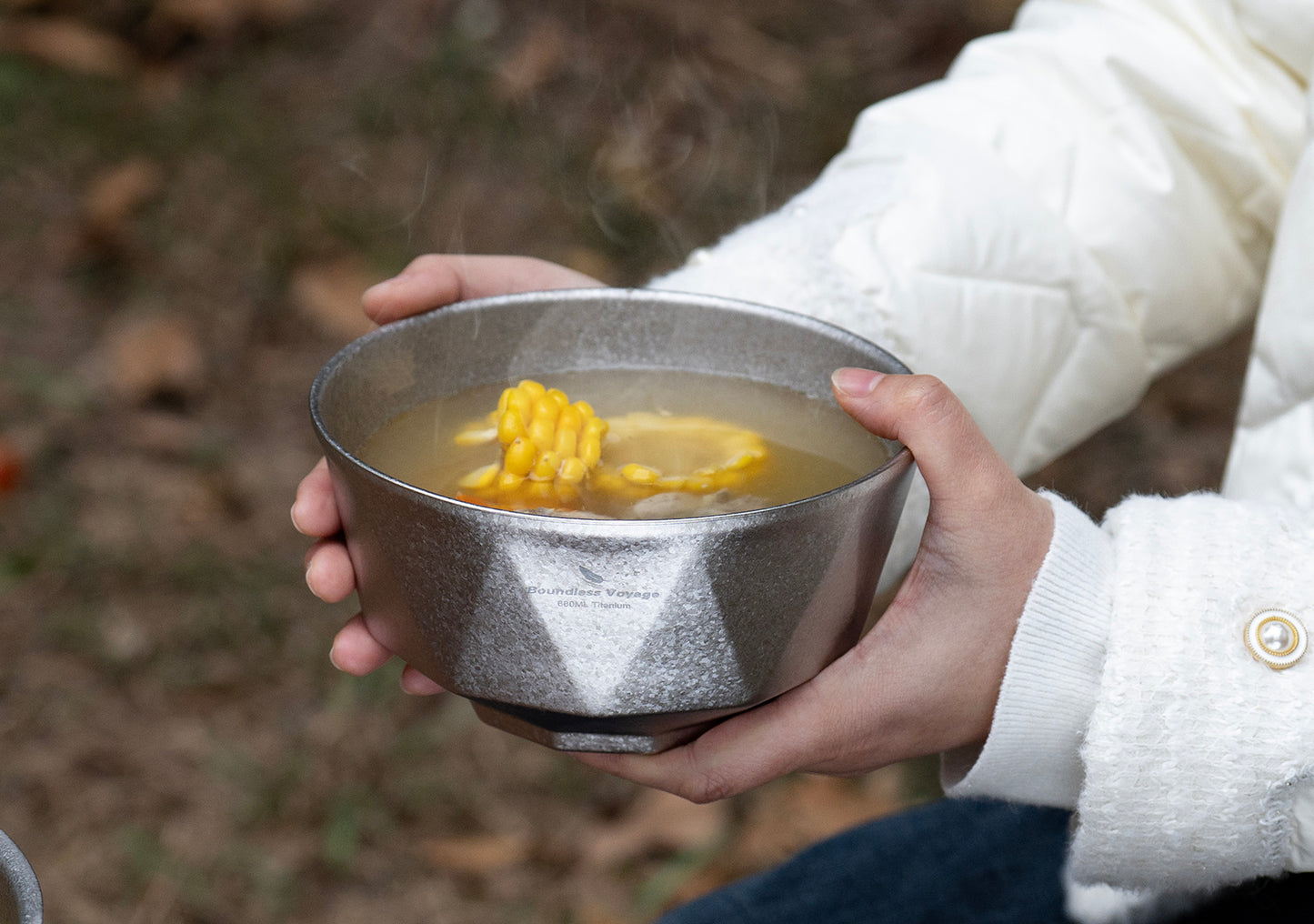 Boundless Voyage Double Walled Pure Titanium Bowl  with High-Temp Crystallized Ice Texture Finish | Ultralight Portable Dinnerware for Rice, Soup, Oatmeal, Yogurt, Camping & Travel Ti1177T-Ti1179T