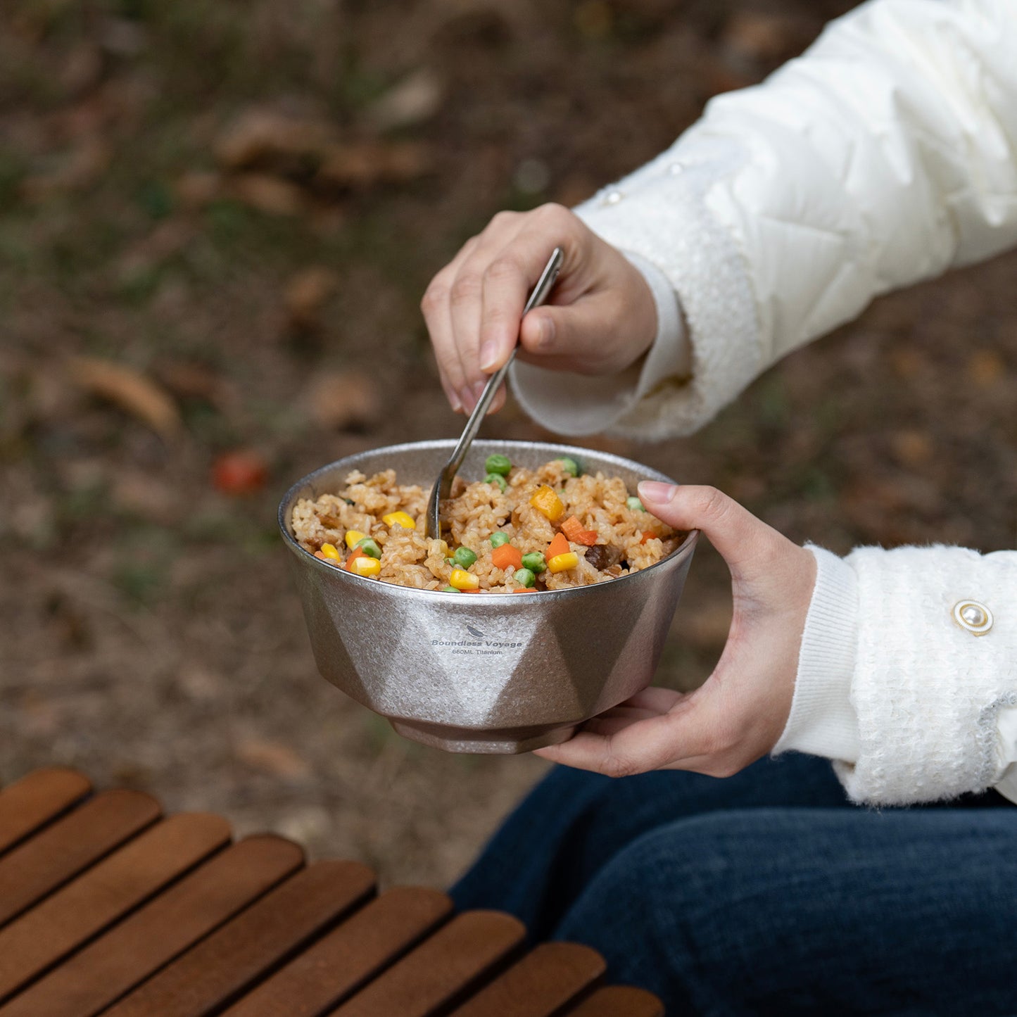 Boundless Voyage Double Walled Pure Titanium Bowl  with High-Temp Crystallized Ice Texture Finish | Ultralight Portable Dinnerware for Rice, Soup, Oatmeal, Yogurt, Camping & Travel Ti1177T-Ti1179T