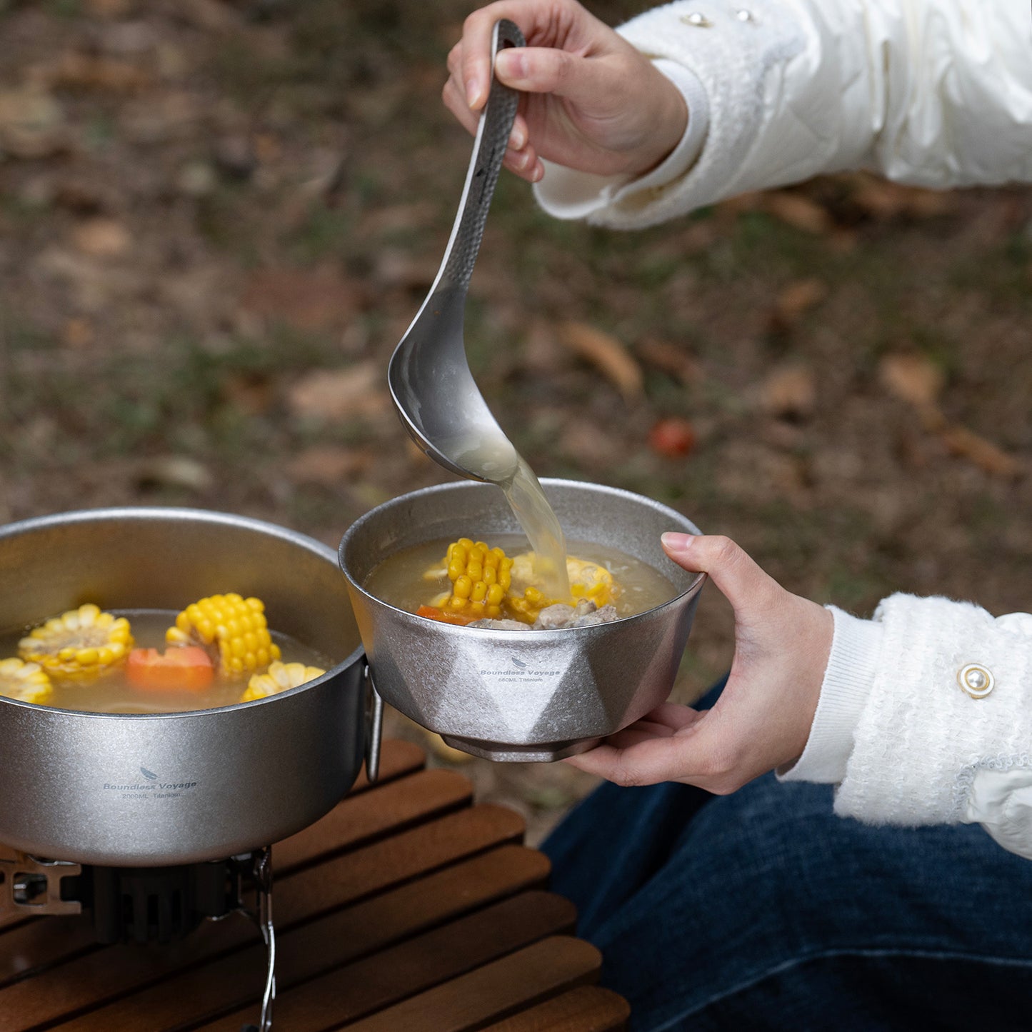 Boundless Voyage Double Walled Pure Titanium Bowl  with High-Temp Crystallized Ice Texture Finish | Ultralight Portable Dinnerware for Rice, Soup, Oatmeal, Yogurt, Camping & Travel Ti1177T-Ti1179T