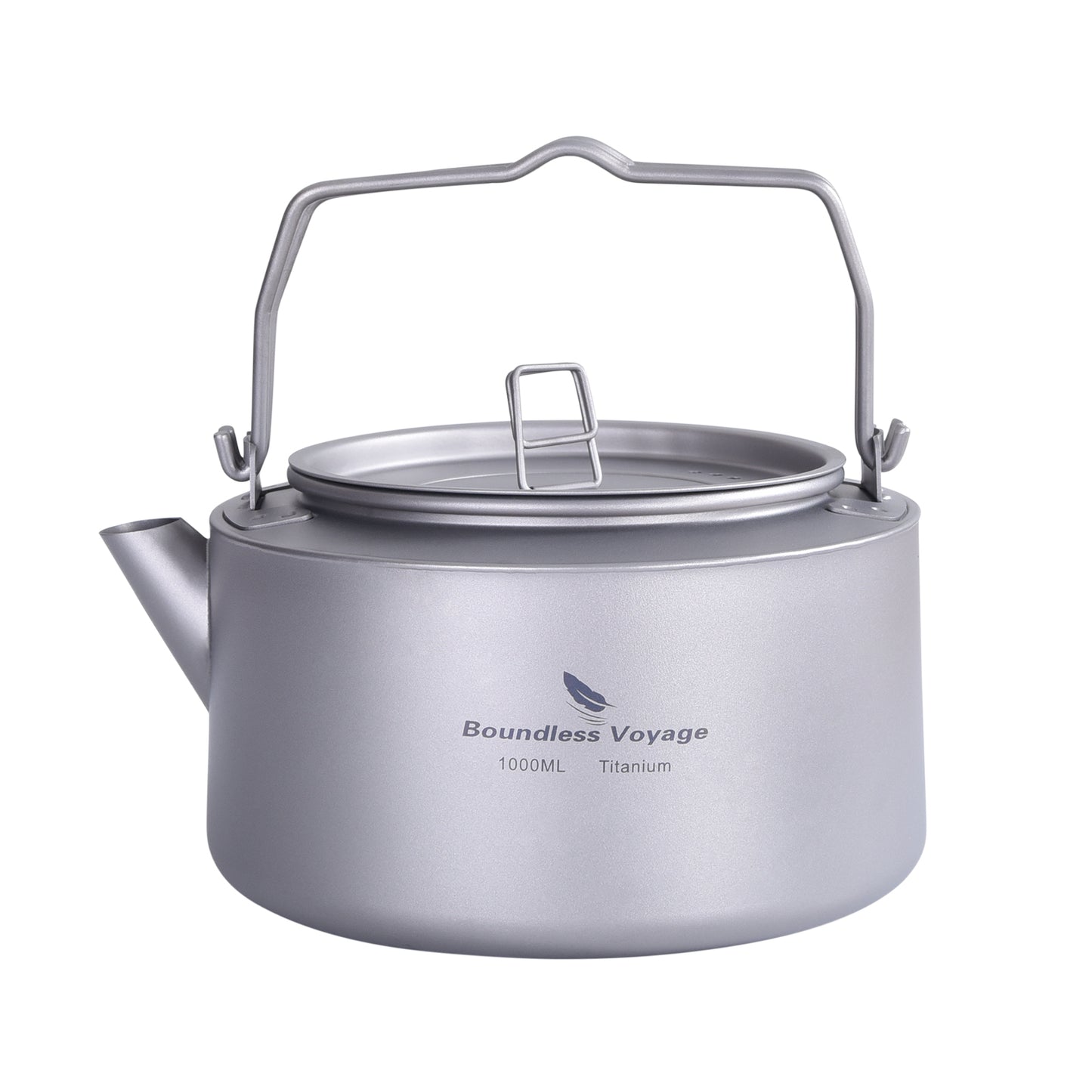 Boundless Voyage 1L Pure Titanium Camping Kettle | Ultralight Coffee Teapot with Foldable Handle & Tea Filter for Boiling Water, Coffee & Tea Ti3098D