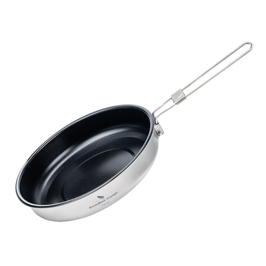 Boundless Voyage Pure Titanium Non-Stick Frying Pan with Foldable Handle, Ultralight Camping Skillet , Portable Outdoor Cookware for Backpacking, Picnic Ti2069C/Ti2070C