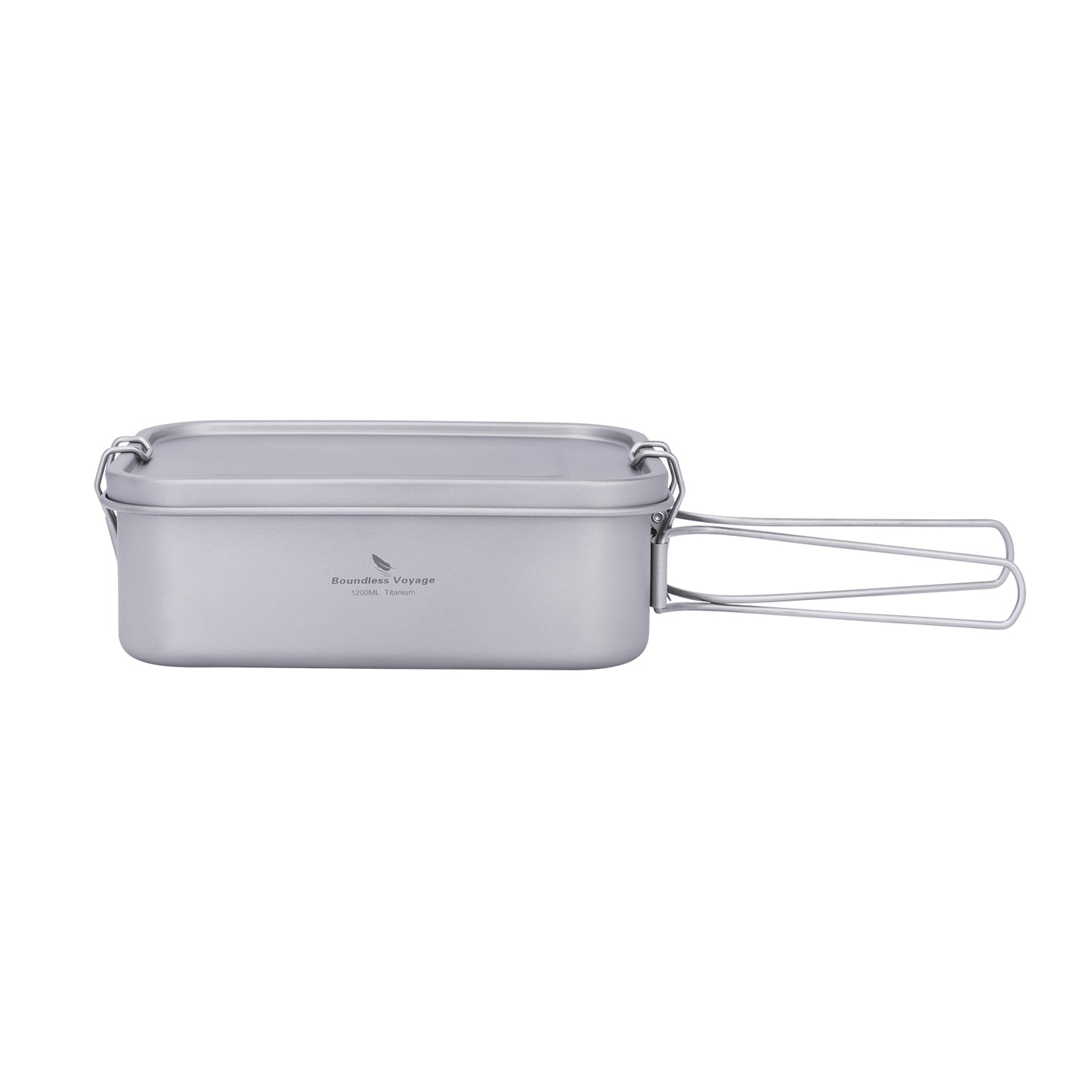 Boundless Voyage 1200ml Titanium Mess Tin with Lid & Anti-Scalding Handle, Multi-Purpose Outdoor Camping Cookware Can Be Used as Lunch Box, Bowl and Pan Ti2082C