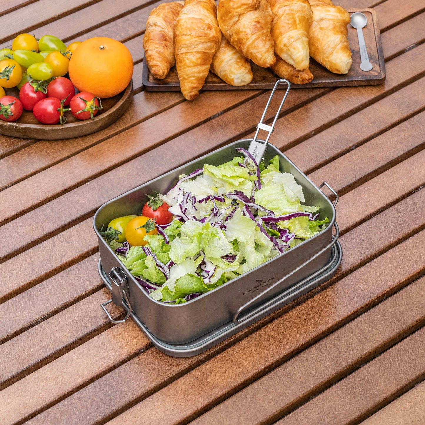 Boundless Voyage 1200ml Titanium Mess Tin with Lid & Anti-Scalding Handle, Multi-Purpose Outdoor Camping Cookware Can Be Used as Lunch Box, Bowl and Pan Ti2082C