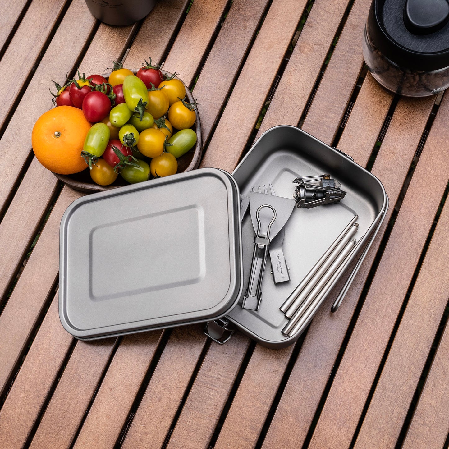 Boundless Voyage 1400ml Titanium Mess Tin with Lid & Anti-Scalding Handle, Multi-Purpose Outdoor Camping Cookware Can Be Used as Lunch Box, Bowl and Pan Ti2083C