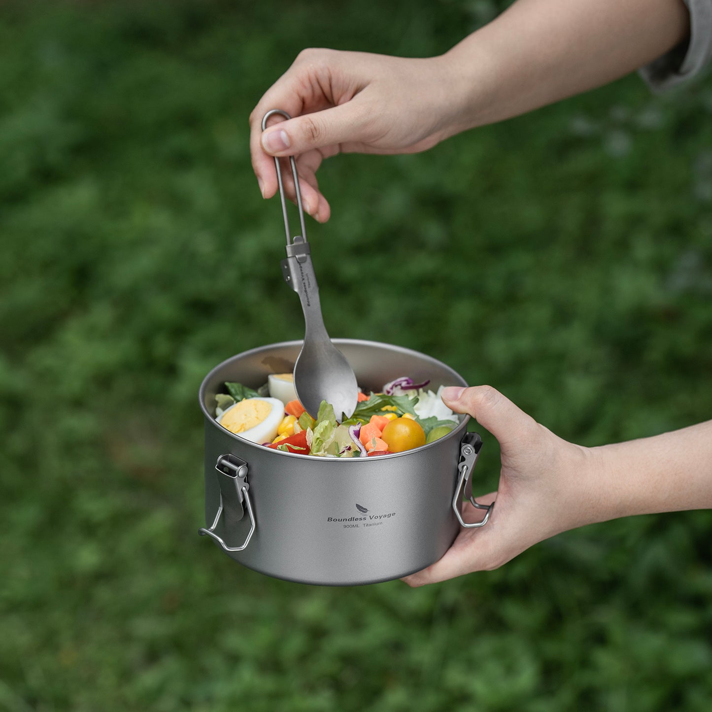 Boundless Voyage Titanium Multi-Functional Food Storage Container Portable Steamer with Sealed Lid and Vent Lid for Camping Hiking Traveling Outdoor Picnic Ti2085C-Ti2086C