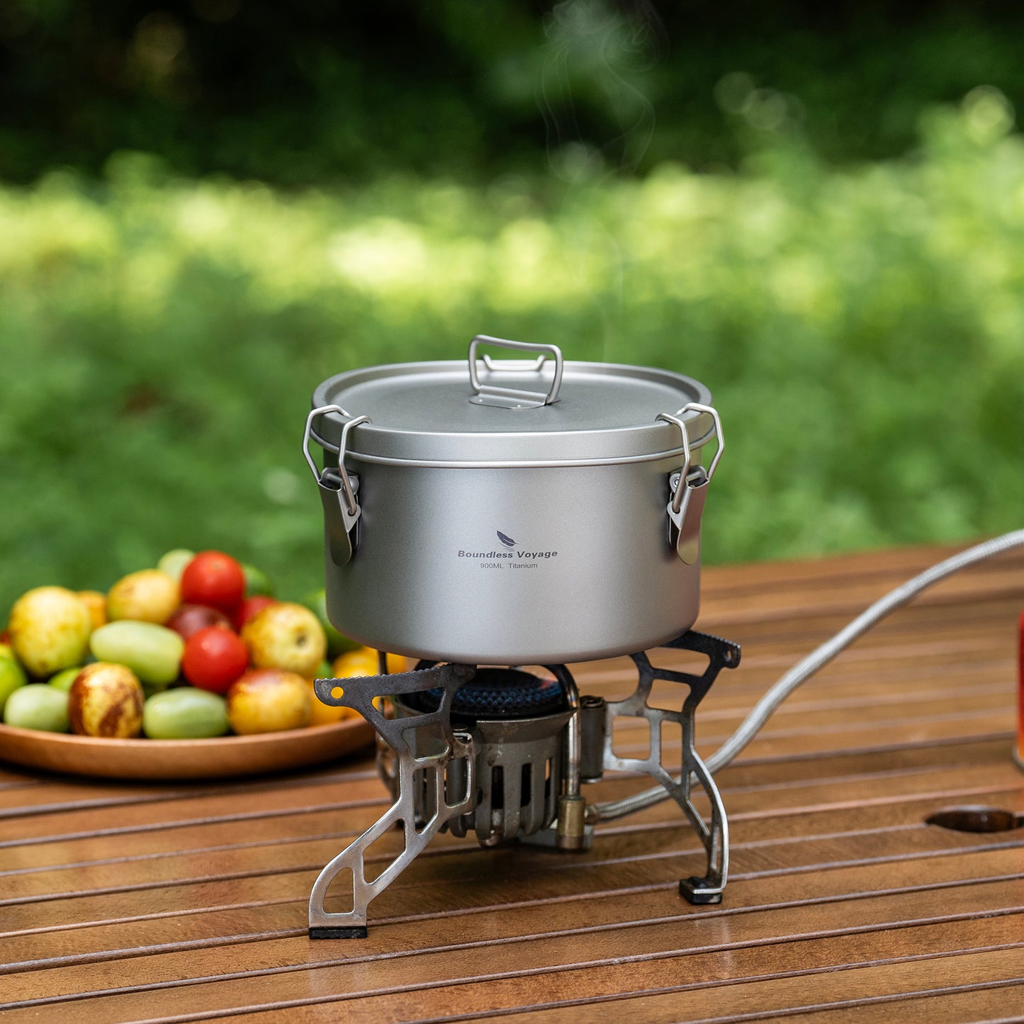 Boundless Voyage Titanium Multi-Functional Food Storage Container Portable Steamer with Sealed Lid and Vent Lid for Camping Hiking Traveling Outdoor Picnic Ti2085C-Ti2086C
