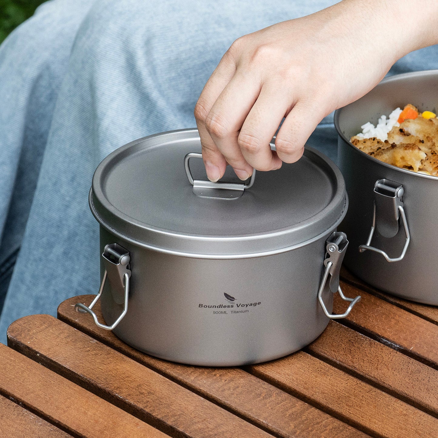 Boundless Voyage Titanium Multi-Functional Food Storage Container Portable Steamer with Sealed Lid and Vent Lid for Camping Hiking Traveling Outdoor Picnic Ti2085C-Ti2086C