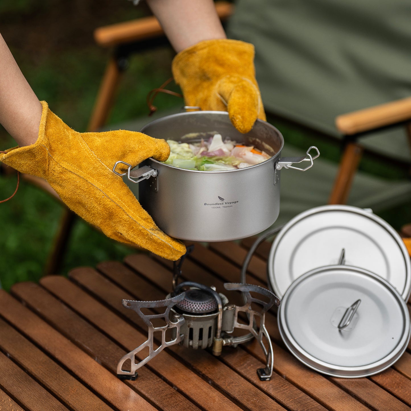 Boundless Voyage Titanium Multi-Functional Food Storage Container Portable Steamer with Sealed Lid and Vent Lid for Camping Hiking Traveling Outdoor Picnic Ti2085C-Ti2086C