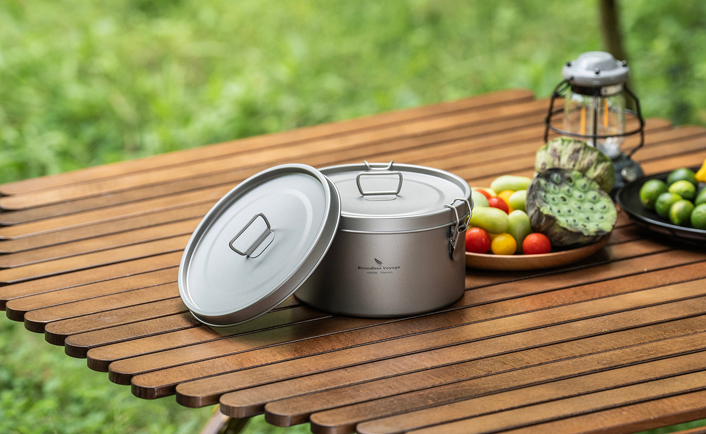 Boundless Voyage Titanium Multi-Functional Food Storage Container Portable Steamer with Sealed Lid and Vent Lid for Camping Hiking Traveling Outdoor Picnic Ti2085C-Ti2086C