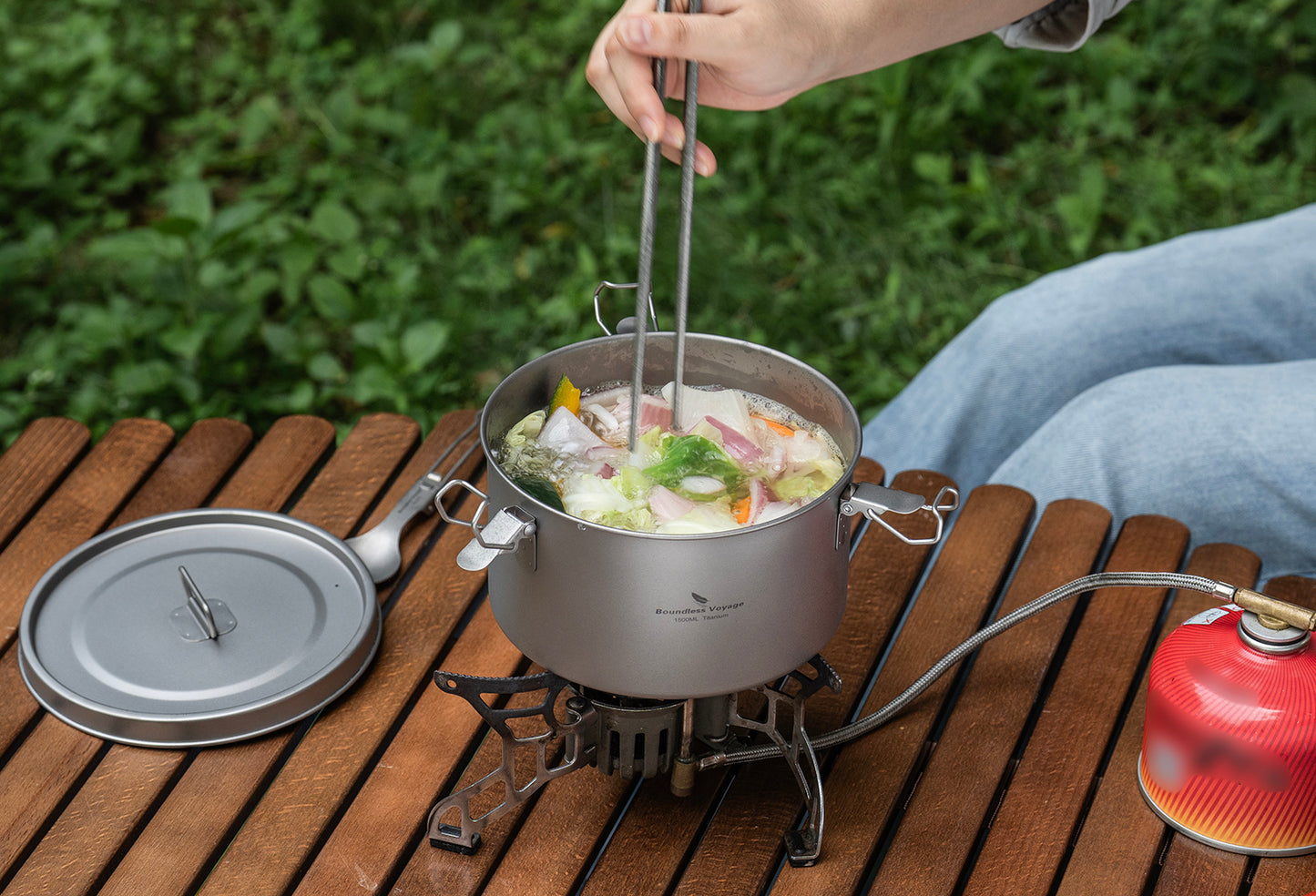Boundless Voyage Titanium Multi-Functional Food Storage Container Portable Steamer with Sealed Lid and Vent Lid for Camping Hiking Traveling Outdoor Picnic Ti2085C-Ti2086C