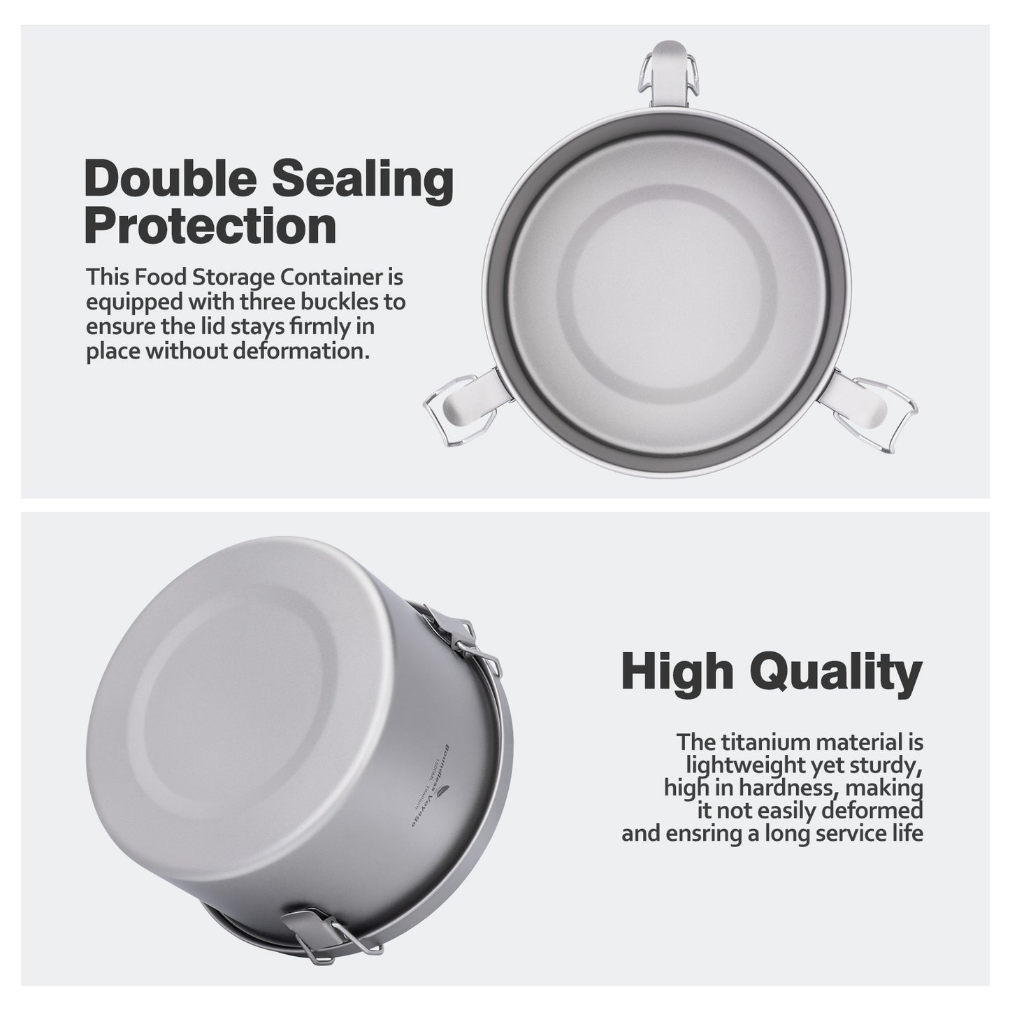 Boundless Voyage Titanium Multi-Functional Food Storage Container Portable Steamer with Sealed Lid and Vent Lid for Camping Hiking Traveling Outdoor Picnic Ti2085C-Ti2086C