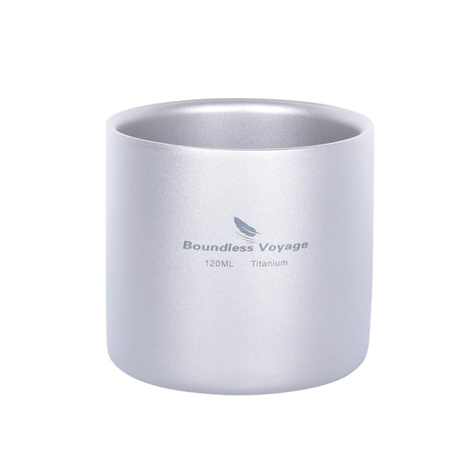 Boundless Voyage Pure Titanium Double-Walled Cup | 120ml/180ml/300ml/450ml Ultralight Anti-Scald Insulated Coffee Mug, Non-Toxic Travel Cup for Camping, Hiking, Home & Office Ti3027D-Ti3032D