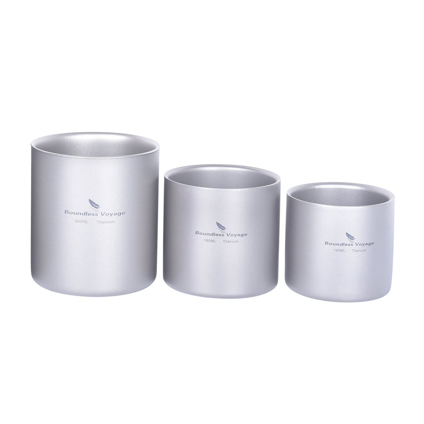 Boundless Voyage Pure Titanium Double-Walled Cup | 120ml/180ml/300ml/450ml Ultralight Anti-Scald Insulated Coffee Mug, Non-Toxic Travel Cup for Camping, Hiking, Home & Office Ti3027D-Ti3032D