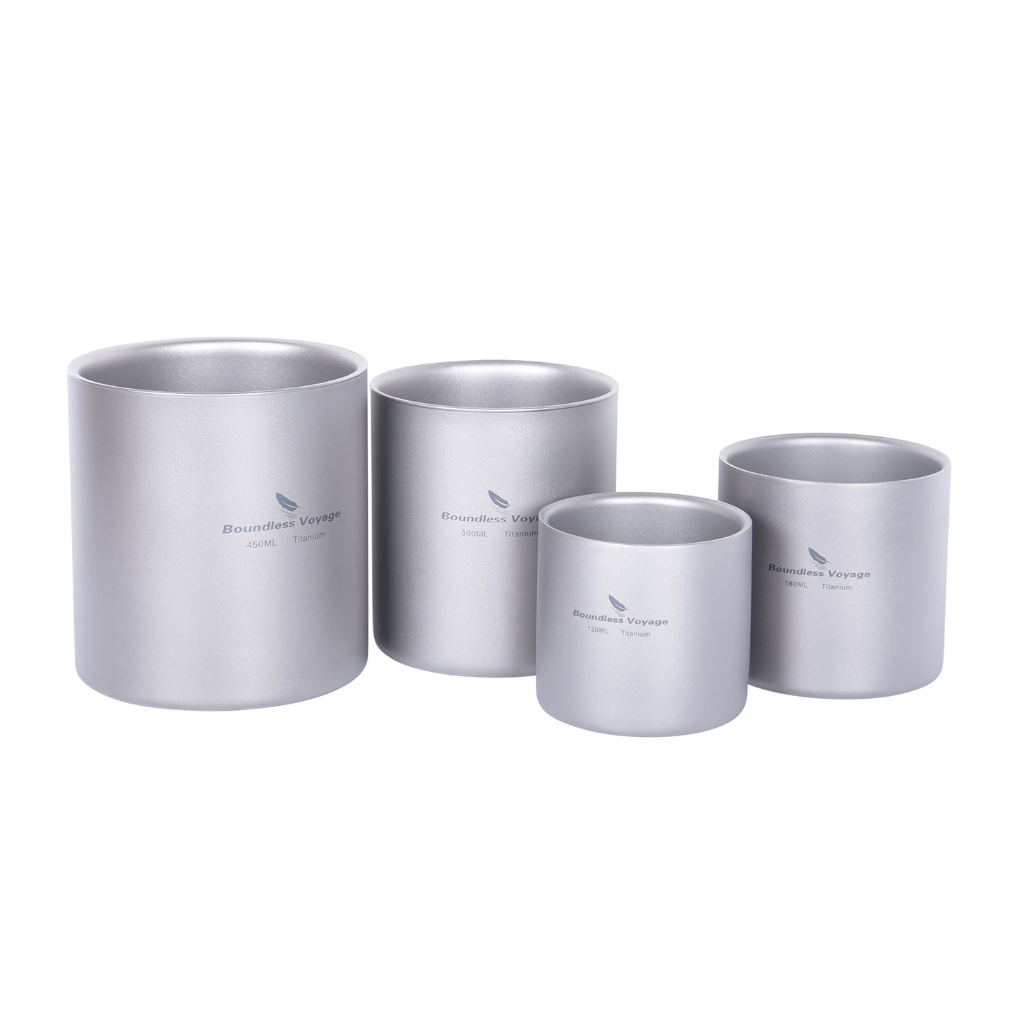 Boundless Voyage Pure Titanium Double-Walled Cup | 120ml/180ml/300ml/450ml Ultralight Anti-Scald Insulated Coffee Mug, Non-Toxic Travel Cup for Camping, Hiking, Home & Office Ti3027D-Ti3032D