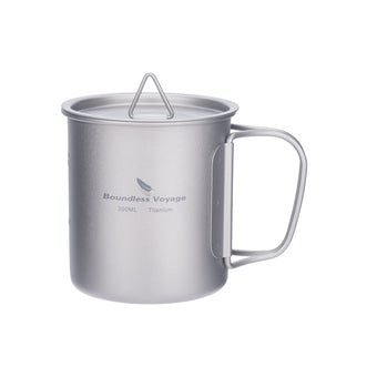 compare product Boundless Voyage 300ml Single Wall Titanium Cup with Lid | Ultralight Portable Camping Mug for Tea Coffee EDC Hiking Ti3034D