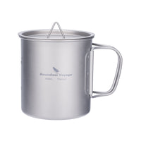 Boundless Voyage 450ml Single Wall Titanium Cup with Lid | Ultralight Portable Camping Mug for Tea Coffee EDC Hiking Ti3035D
