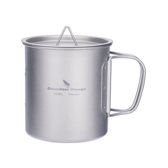 compare product Boundless Voyage 450ml Single Wall Titanium Cup with Lid | Ultralight Portable Camping Mug for Tea Coffee EDC Hiking Ti3035D