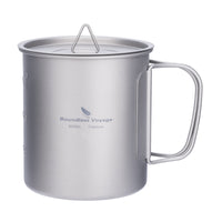 Boundless Voyage 600ml Single Wall Titanium Cup with Lid | Ultralight Portable Camping Mug for Tea Coffee EDC Hiking Ti3036D