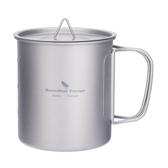 compare product Boundless Voyage 600ml Single Wall Titanium Cup with Lid | Ultralight Portable Camping Mug for Tea Coffee EDC Hiking Ti3036D