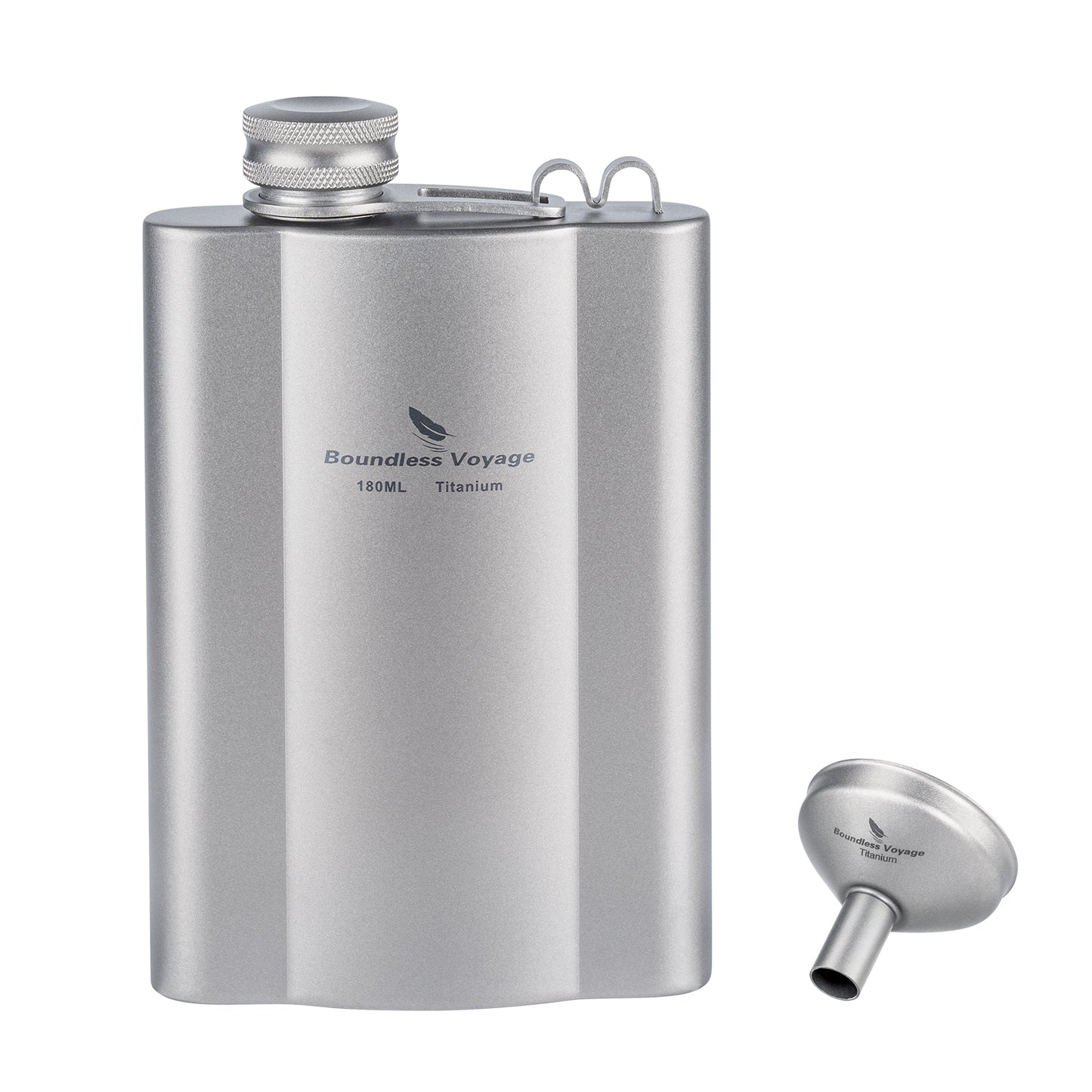 Boundless Voyage Titanium Hip Flask 180ml / 240ml Rust-Free Ultralight Small Liquor Flask Bottle for Whiskey Vodka Wine Outdoor Portable Travel Outdoor Ti3071D / Ti3072D/ Ti3073D