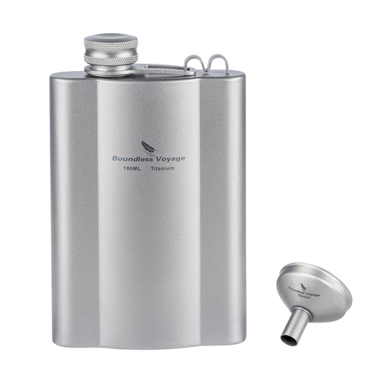 Boundless Voyage Titan-Hüftflasche 180ml / 240ml Rostfrei Ultraleichte kleine Schnapsflasche für Whiskey Wodka Wein Outdoor Tragbar Reisen Outdoor Ti3071D / Ti3072D / Ti3073D