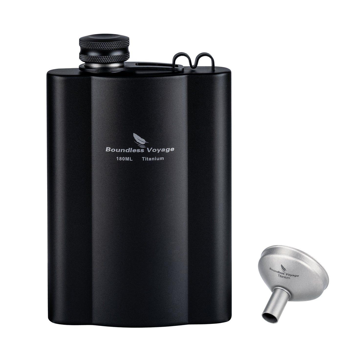 Boundless Voyage Titanium Hip Flask 180ml / 240ml Rust-Free Ultralight Small Liquor Flask Bottle for Whiskey Vodka Wine Outdoor Portable Travel Outdoor Ti3071D / Ti3072D/ Ti3073D