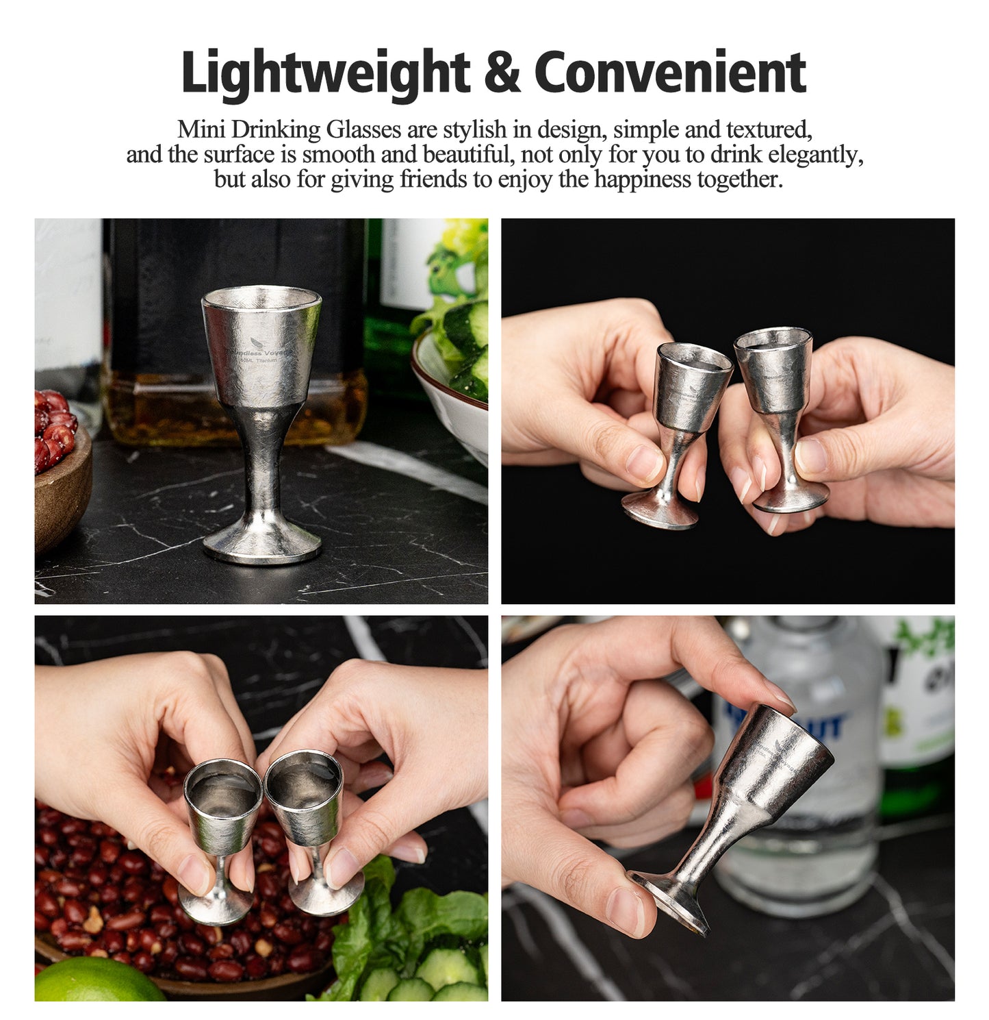 Boundless Voyage Titanium Mini Shot Glasses Cups Wine Drinking Cups Shooters Small Fancy Tequila Whiskey Cup drinking cup, Outdoor Camping Cup Ti3078A