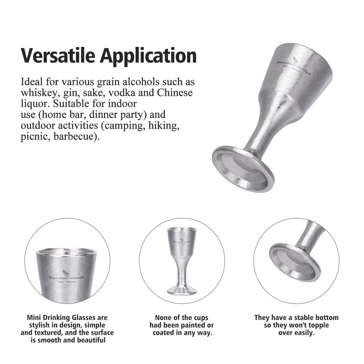 Boundless Voyage Titanium Mini Shot Glasses Cups Wine Drinking Cups Shooters Small Fancy Tequila Whiskey Cup drinking cup, Outdoor Camping Cup Ti3078A