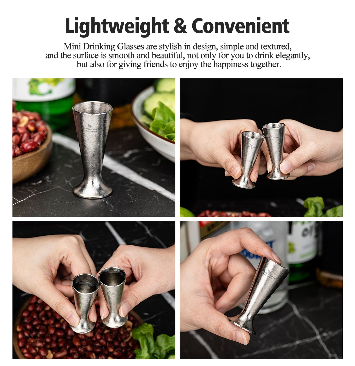 Boundless Voyage Titanium Mini Shot Glasses Cups Wine Drinking Cups Shooters Small Fancy Tequila Whiskey Shot Glasses Drinkware Ti3079D/Ti3079A