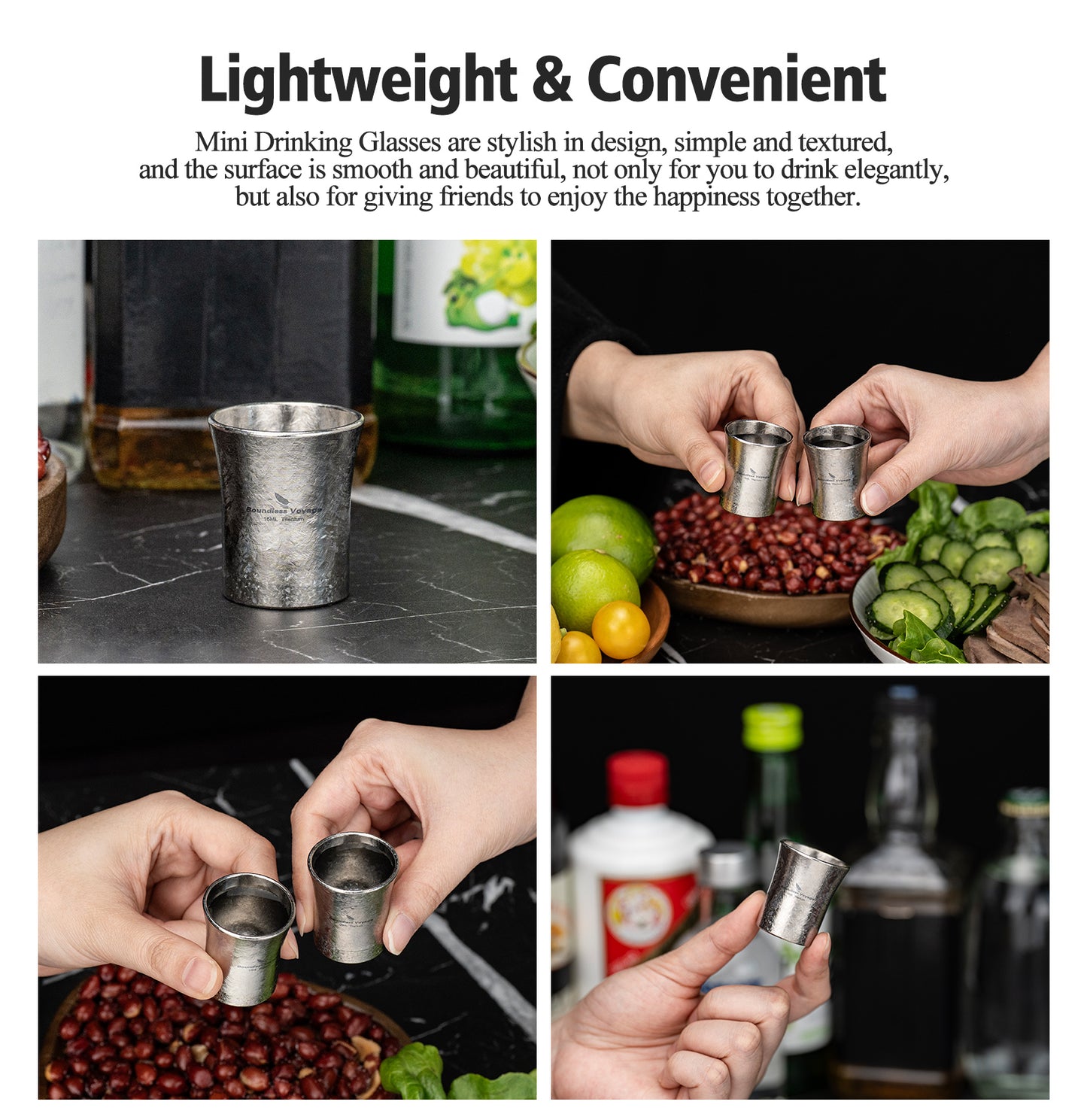 Boundless Voyage Titanium Mini Shot Glasses Cups Wine Drinking Cups Shooters Small Fancy Tequila Whiskey Cup drinking cup, Outdoor Camping Cup Ti3080A