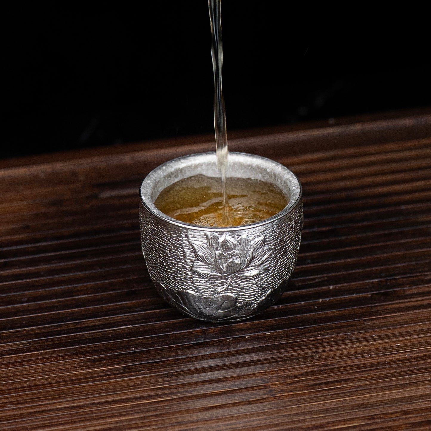 Boundless Voyage Titanium Double-Wall Cup Embossed Pattern, 50ml 100ml for Tea Whisky Home Bar Ti3081A Ti3081B