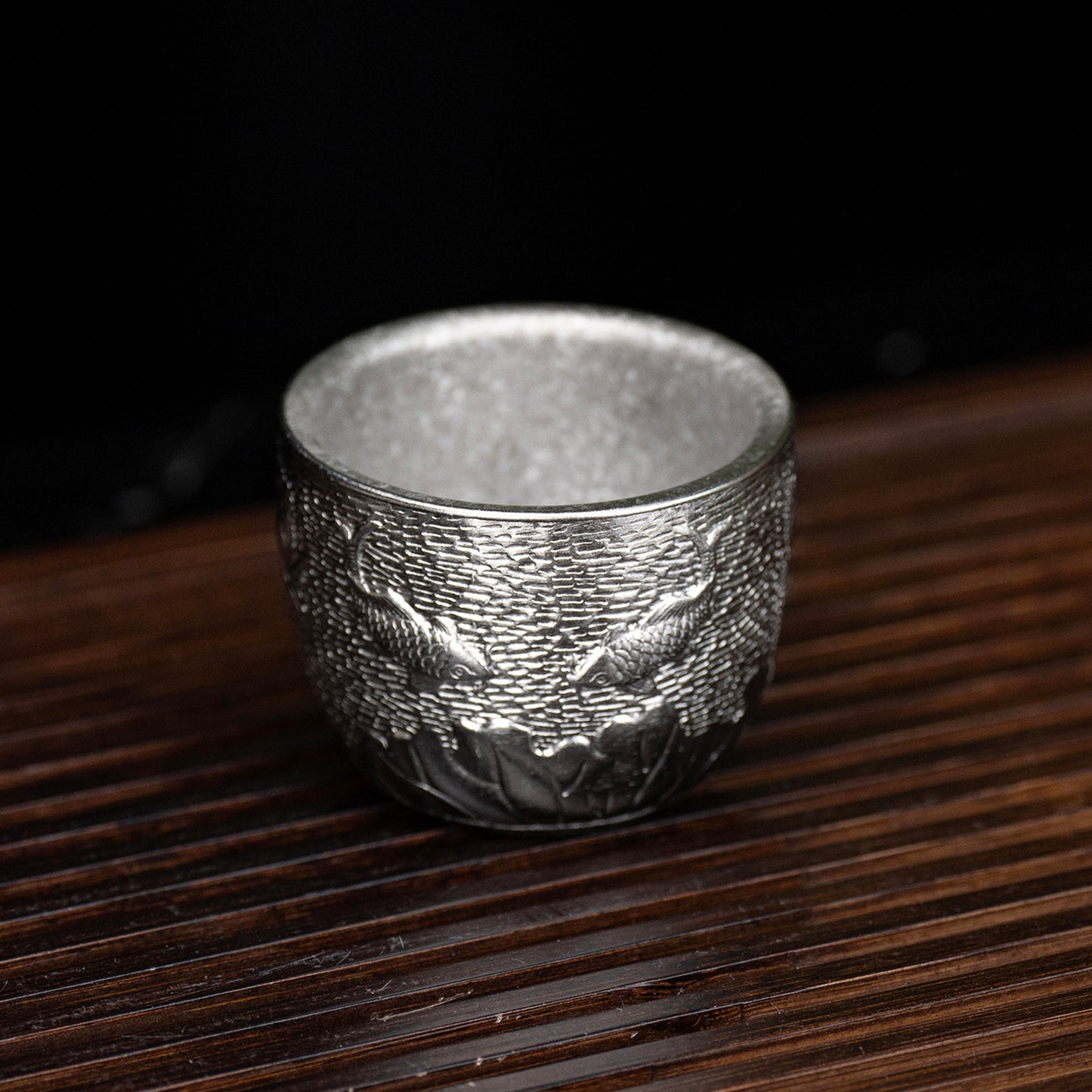 Boundless Voyage Titanium Double-Wall Cup Embossed Pattern, 50ml 100ml for Tea Whisky Home Bar Ti3081A Ti3081B